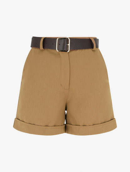 Short à revers ceinturé - Camel - 1