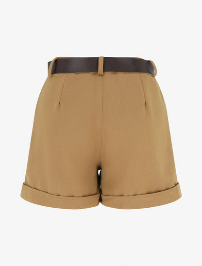 Short à revers ceinturé - Camel - 2