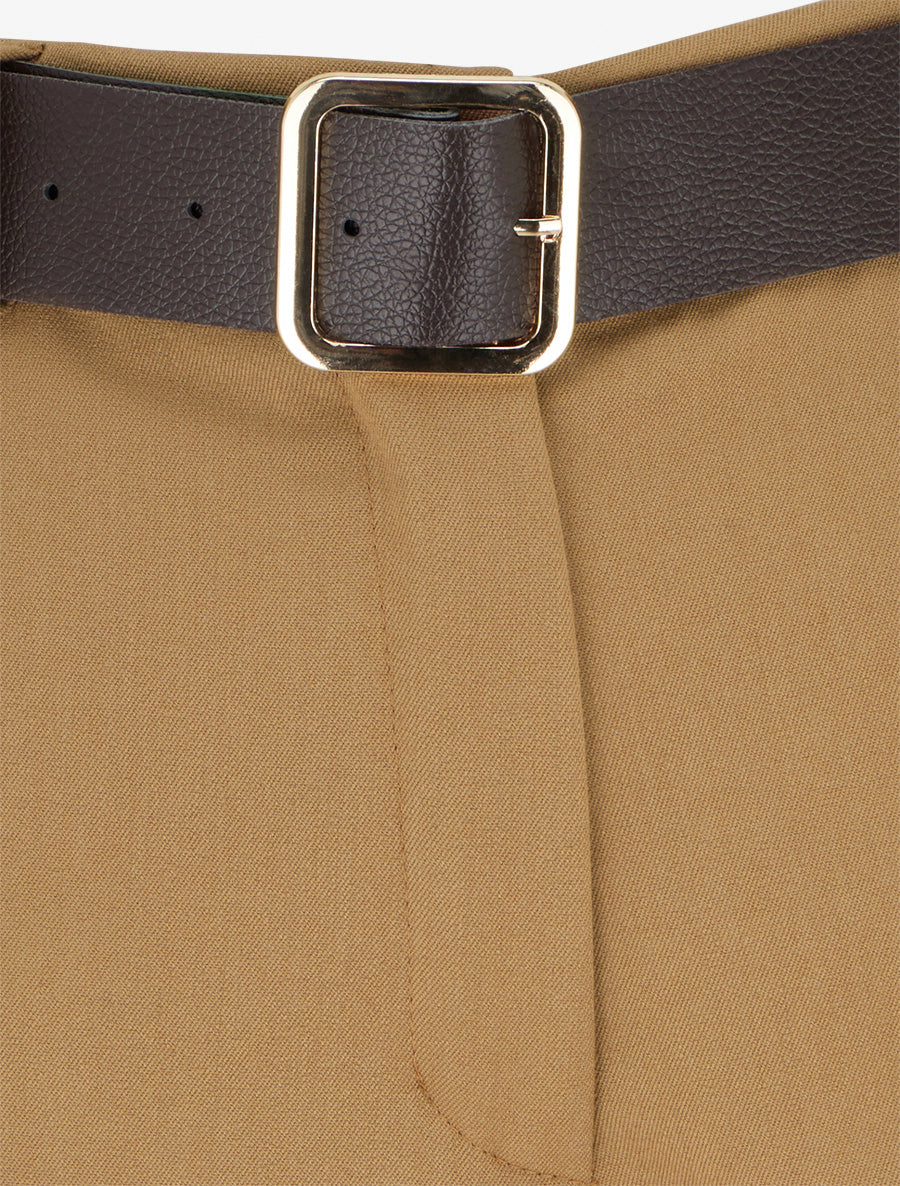 Short à revers ceinturé - Camel - 3